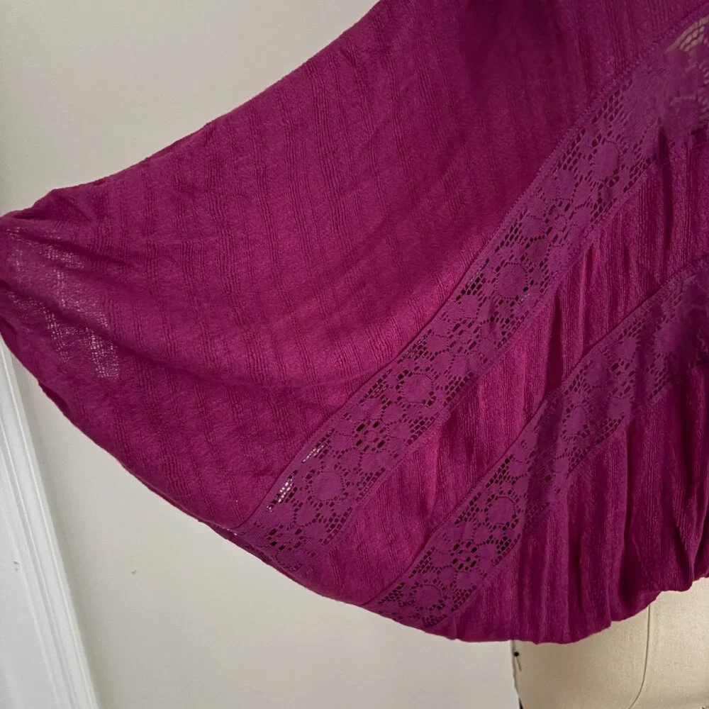 Free People I'm Your Baby Lace Crochet Pullover Plum Boho Preppy S